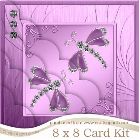 Diamante Dragonflies 8 x 8 Kit with Scalloped Corners