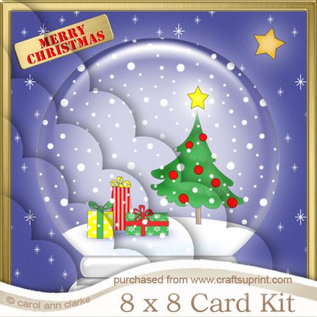 8 x 8 Xmas Tree Snowglobe Kit with Scalloped Corners