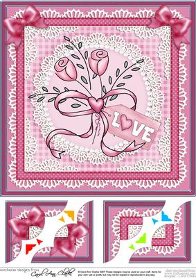 Lovely Roses 8 x 8 Scalloped Corner Topper