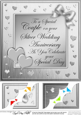 Silver Wedding Anniversary 8 x 8 Scalloped Corner Topper