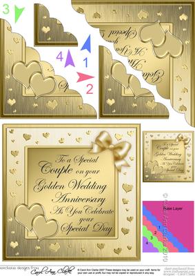 Golden Wedding Anniversary Scallop Corner Side Stacker Toppe