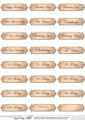 Metallic Birthday Greetings Text Plates