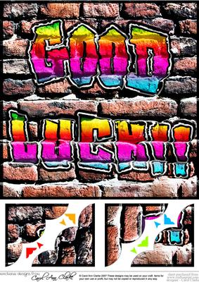 8 x 8 Graffiti Good Luck Scalloped Corner Topper