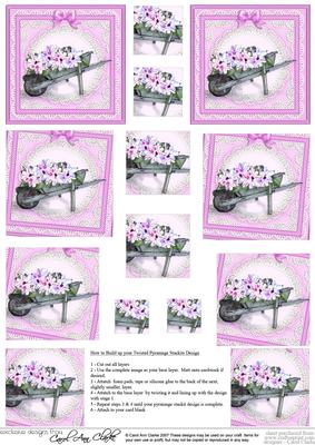 Flower Filled Wheelbarrow Twisted Pyramage Sheet
