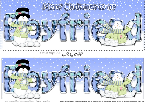 Large DL Merry Christmas to my BOYFRIEND 3D decoupage with Snowman Rio