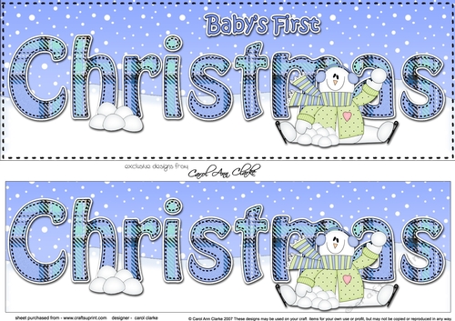 Large DL BABYS 1ST CHRISTMAS 3D decoupage with Snowman Rio