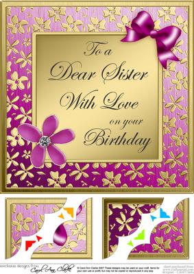 8 x 8 Floral Elegance Sister Birthday Scallop Corner Topper