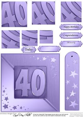 40th Metallic Age Quick Card with Twisted Pyramage