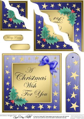 Elegant Christmas Greeting Quick Card Wavy Corner Side Stack