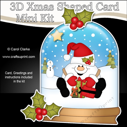 3D Shaped Christmas Snow Globe Card Kit - Snowball Sam has an Xmas Presents
