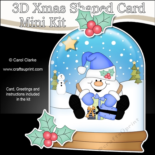 3D Shaped Christmas Snow Globe Card Kit - Snowball Sam has an Xmas Presents