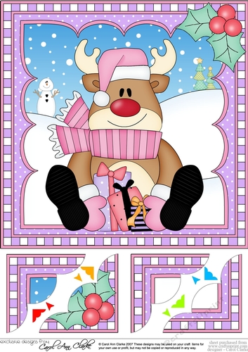 Christmas Rudolph 8 x 8 Scalloped Corner Topper 
