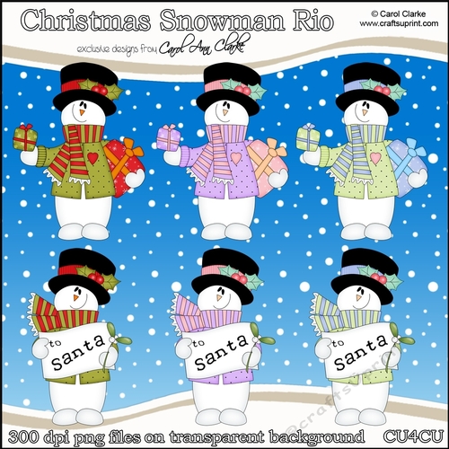 Cute Christmas Snowman Rio - CU4CU Digital Clip Art Set