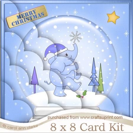8 x 8 Baby Elephant Snowglobe Kit with Scalloped Corners