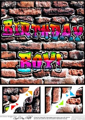 8 x 8 Graffiti Birthday Boy Scalloped Corner Topper