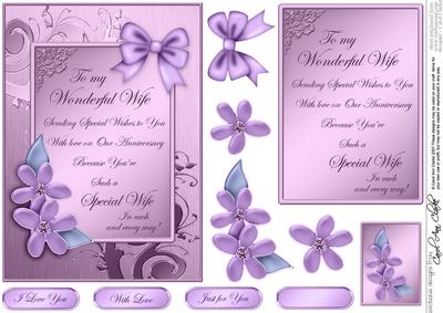 Metallic Anniversary Wife Greeting 3D Decoupage