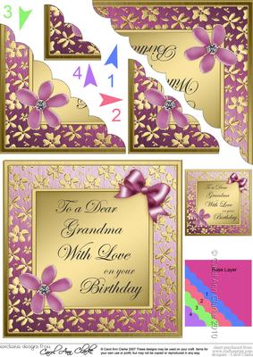 Floral Elegance Grandma Birthday Scallop Corner Side Stacker