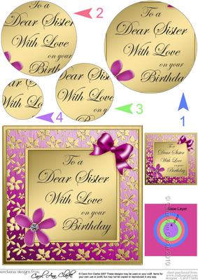 Floral Elegance Sister Birthday Circle Pyramage Topper