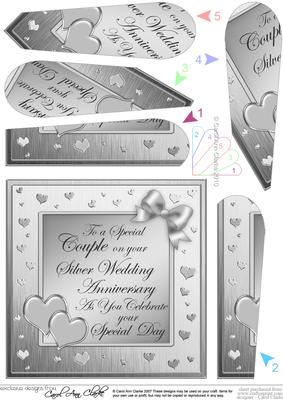 Elegant Hearts Silver Wedding Anniversary Fan Pyramage