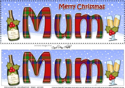 Large DL Merry Christmas MUM 3D decoupage with Champagne