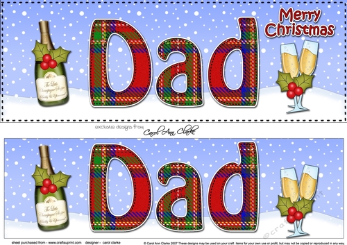 Large DL Merry Christmas DAD 3D decoupage with Champagne