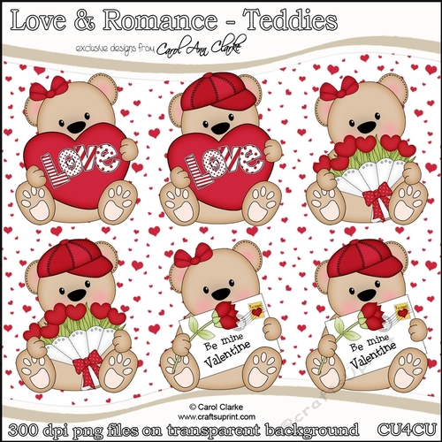 Cute Little Romantic Teddy Bears - CU4CU Digital Clip Art Set