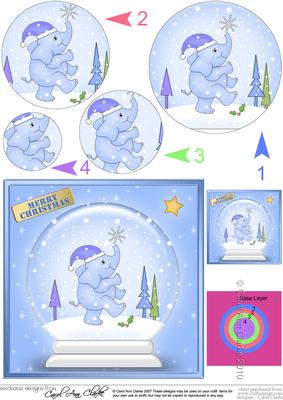 Baby Elephant Snowglobe Circle Pyramage Topper
