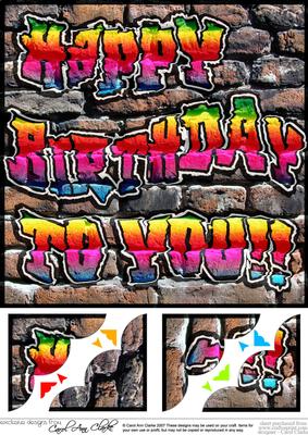 8 x 8 Graffiti Birthday Scalloped Corner Topper