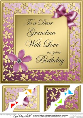 8 x 8 Floral Elegance Grandma Birthday Scallop Corner Topper
