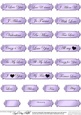 Metallic Love and Romance Greetings Text Plates