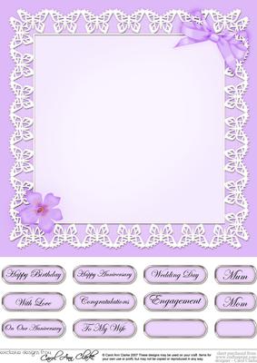 Pretty Viola 8 x 8 Insert Panel and Greetings