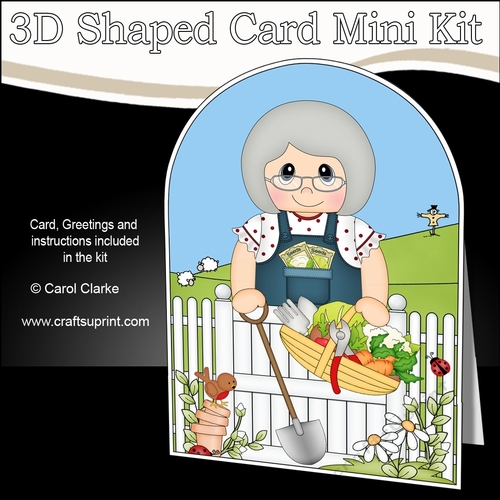 3D Shaped Card  Kit - In the Garden - Old Lady has picked the Veggies