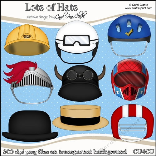 Lots of Hats & Helmets - CU4CU Digital Clip Art Set