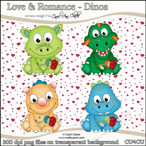 Cute Little Romantic Dinos - CU4CU Digital Clip Art Set