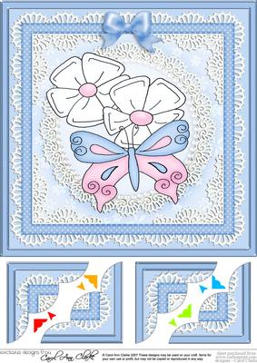 Fluttery Butterfly - 8 x 8 Scalloped Corner Topper