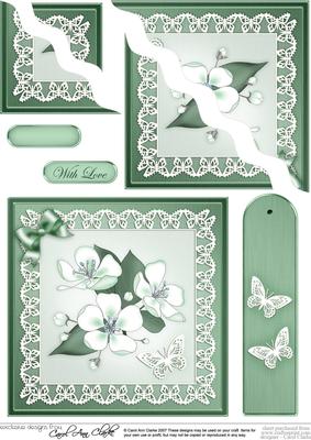 Apple Blossom Quick Card Wavy Corner Side Stacker Topper