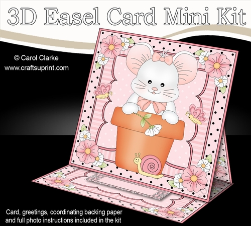 3D Easel Card Mini Kit - Flowerpot Friends - Cute Little Mouse