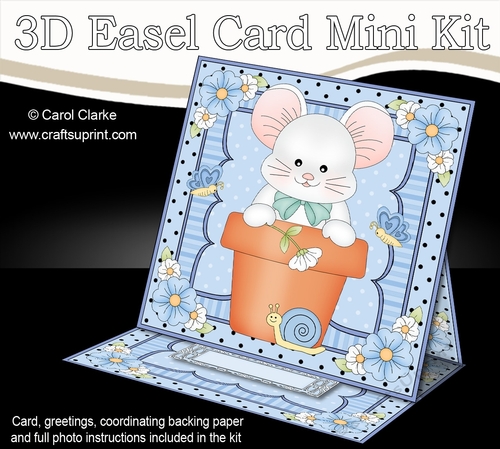 3D Easel Card Mini Kit - Flowerpot Friends - Cute Little Mouse
