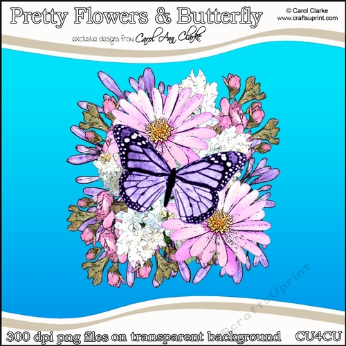 Pretty Flowers & Butterfly - CU4CU Digital Clip Art Set