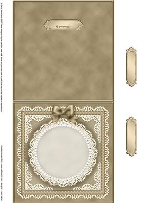 Square Pearls, Lace and Ribbon Plain Card Base Landscape For