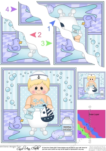 Cute Little Bathtub Boy - Wavey Corner Stacker