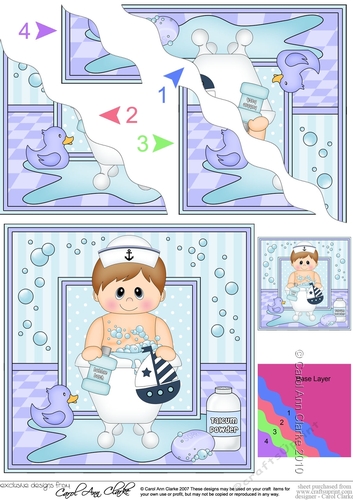 Cute Little Bathtub Boy - Wavey Corner Stacker