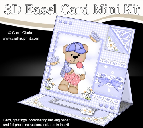 3D Easel Card Mini Kit - Cute Little Austin Bear