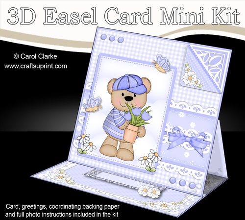 3D Easel Card Mini Kit - Cute Little Austin Bear