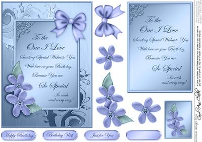 Metallic One I Love Birthday Greeting with 3D Decoupage