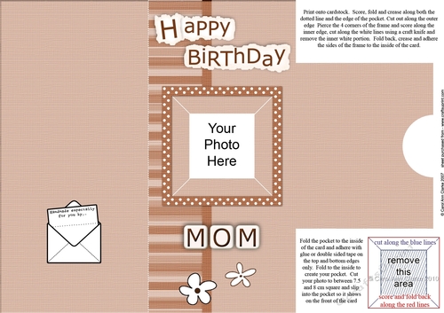 Add a Photo - Happy Birthday Mom - with easy fold frame