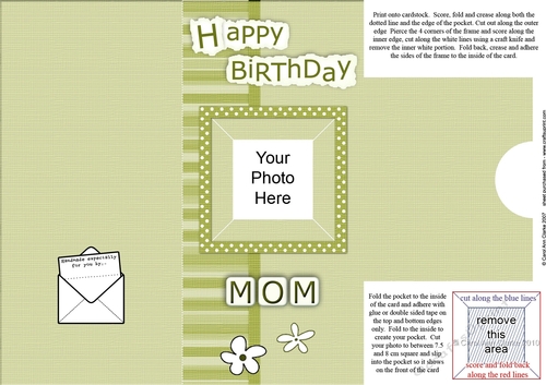Add a Photo - Happy Birthday Mom - with easy fold frame