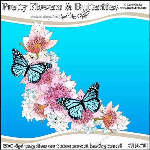 Pretty Flowers & Butterflies - CU4CU Digital Clip Art Set