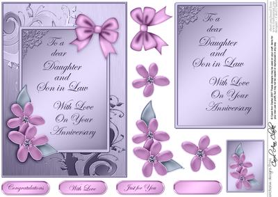 Metallic Anniversary Daughter Greeting 3D Decoupage