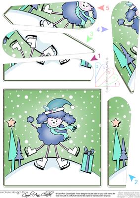 Cute Xmas Poodle Quick Card with Fan Pyramage Topper